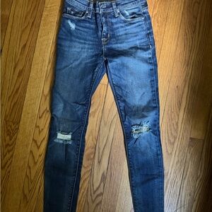 Hudson Jeans Blue Skinny Denim with Distressed Details